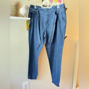 d. jeans Women's High Rise Soft Blue Jeans paper bag pants